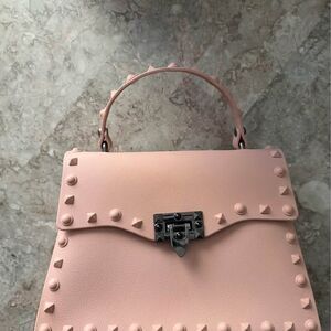 Valentino Garavani Rockstud Pink Leather Top Handle Bag